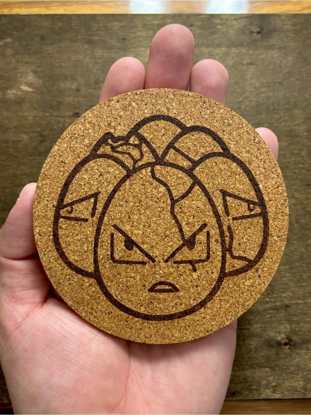 Pokemon Exeggcute Face Laser Engraved Cork Coaster